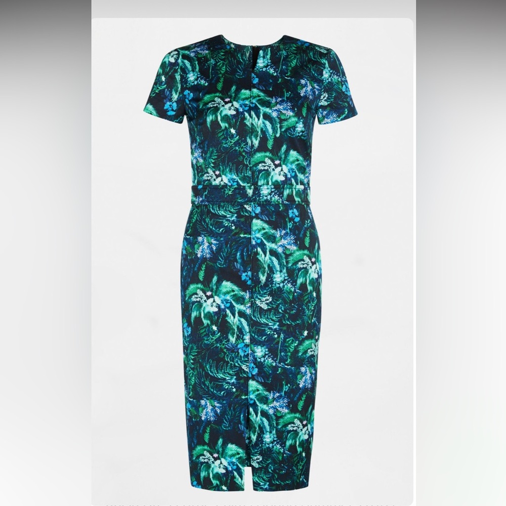 Erdem Blue Green Palm Raisa Dress